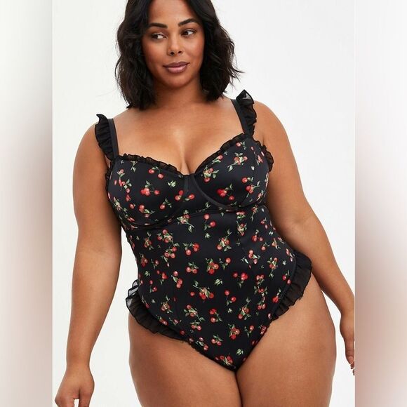 TORRID Satin Ruffle Bodysuit - Picture 1 of 6
